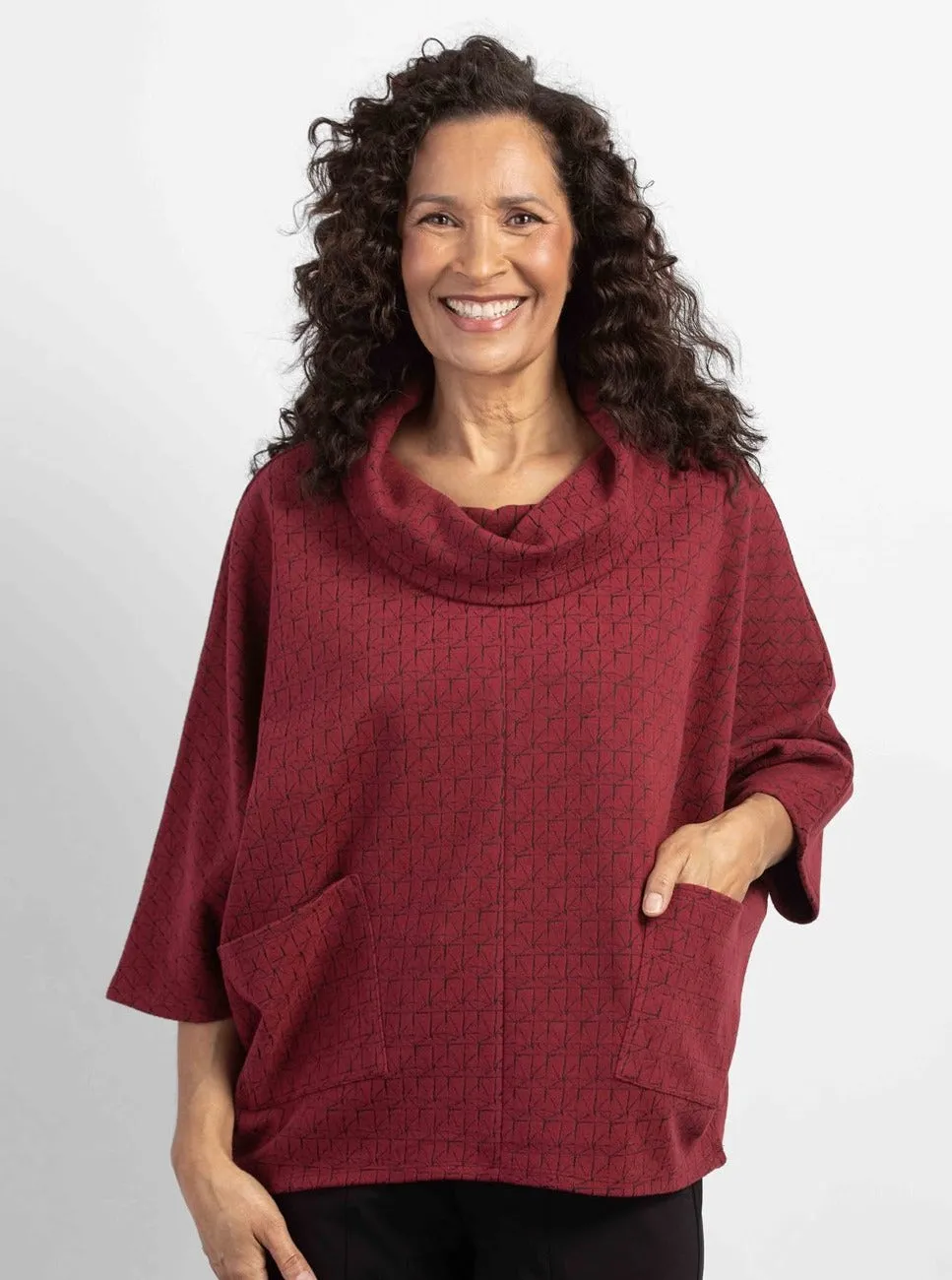Harvest Fleece Cozy Poncho [Cranberry-47810]
