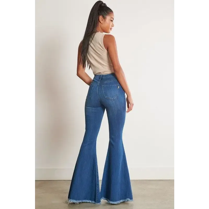 HIGH WAISTED DISTRESSED FLARE