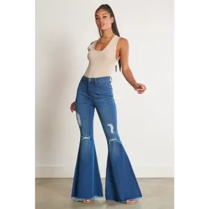 HIGH WAISTED DISTRESSED FLARE