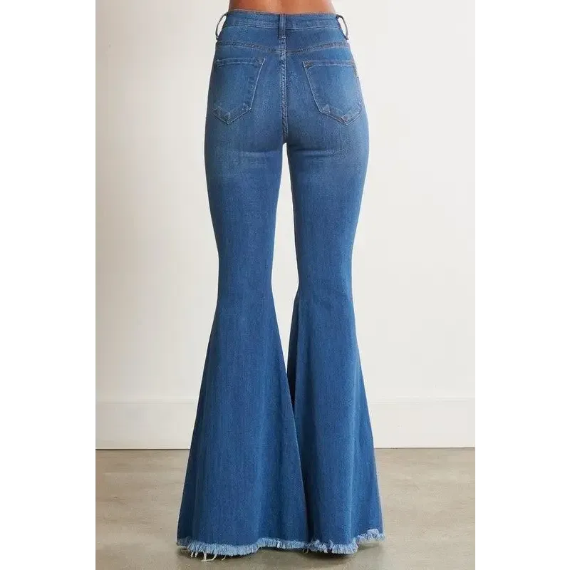 HIGH WAISTED DISTRESSED FLARE