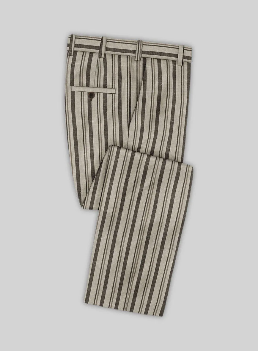 Italian Murano Emario Stripe Wool Linen Silk Suit