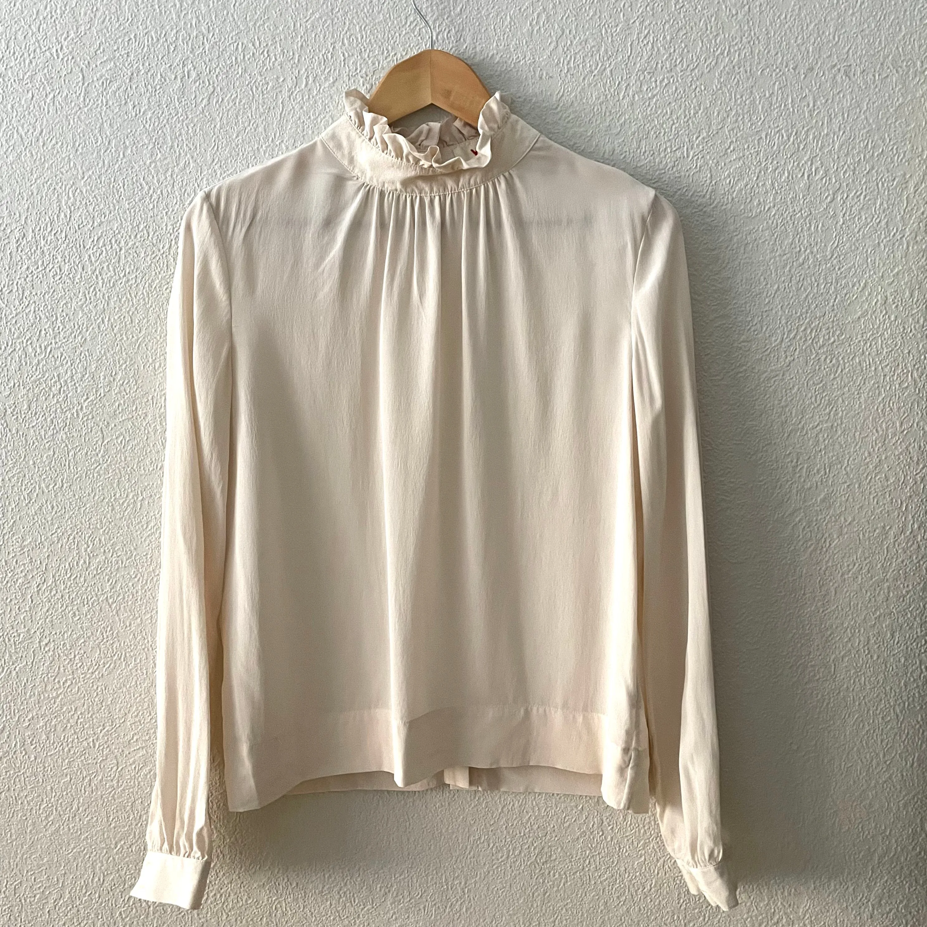 Ivory Silk Ruffle Collar Blouse