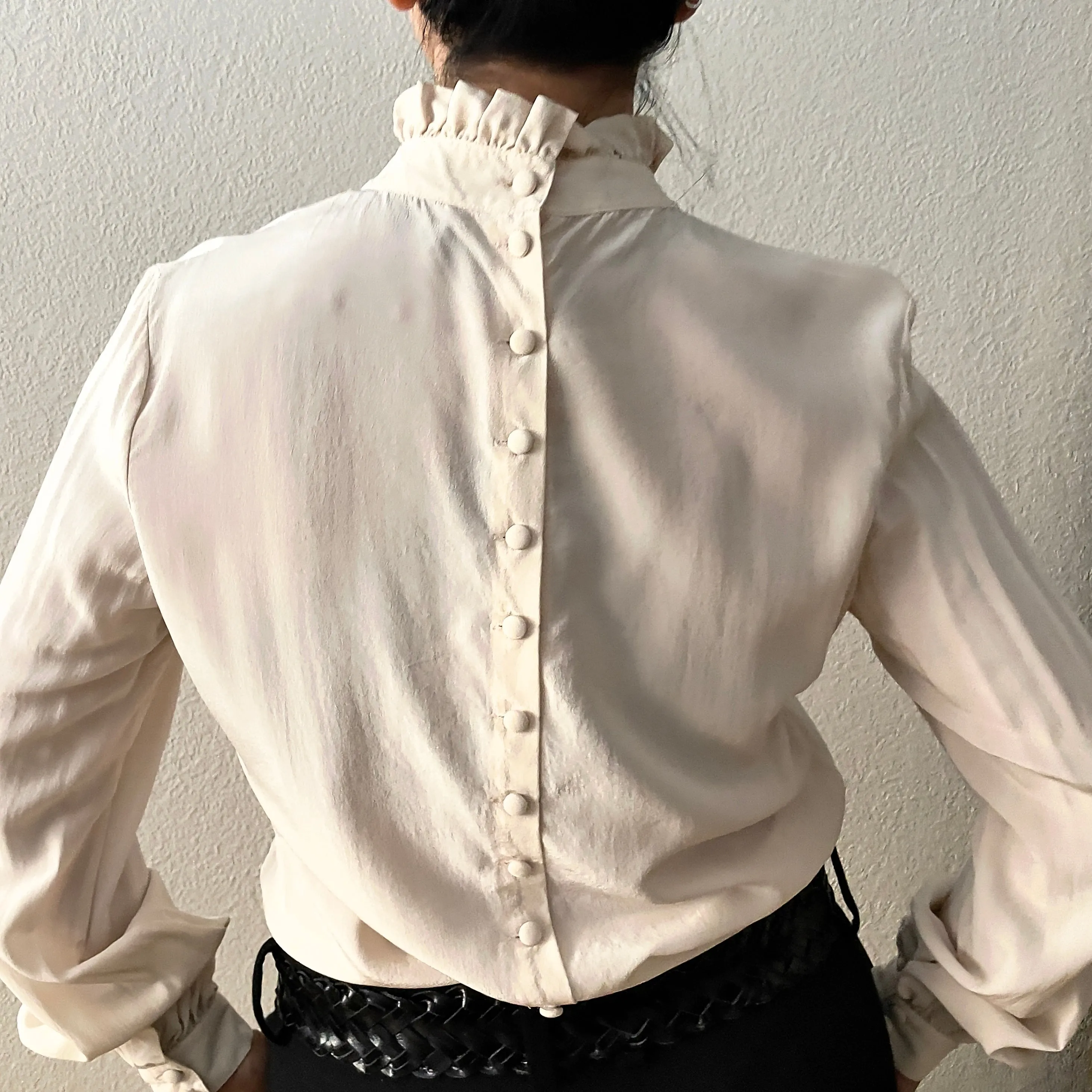 Ivory Silk Ruffle Collar Blouse