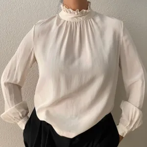Ivory Silk Ruffle Collar Blouse