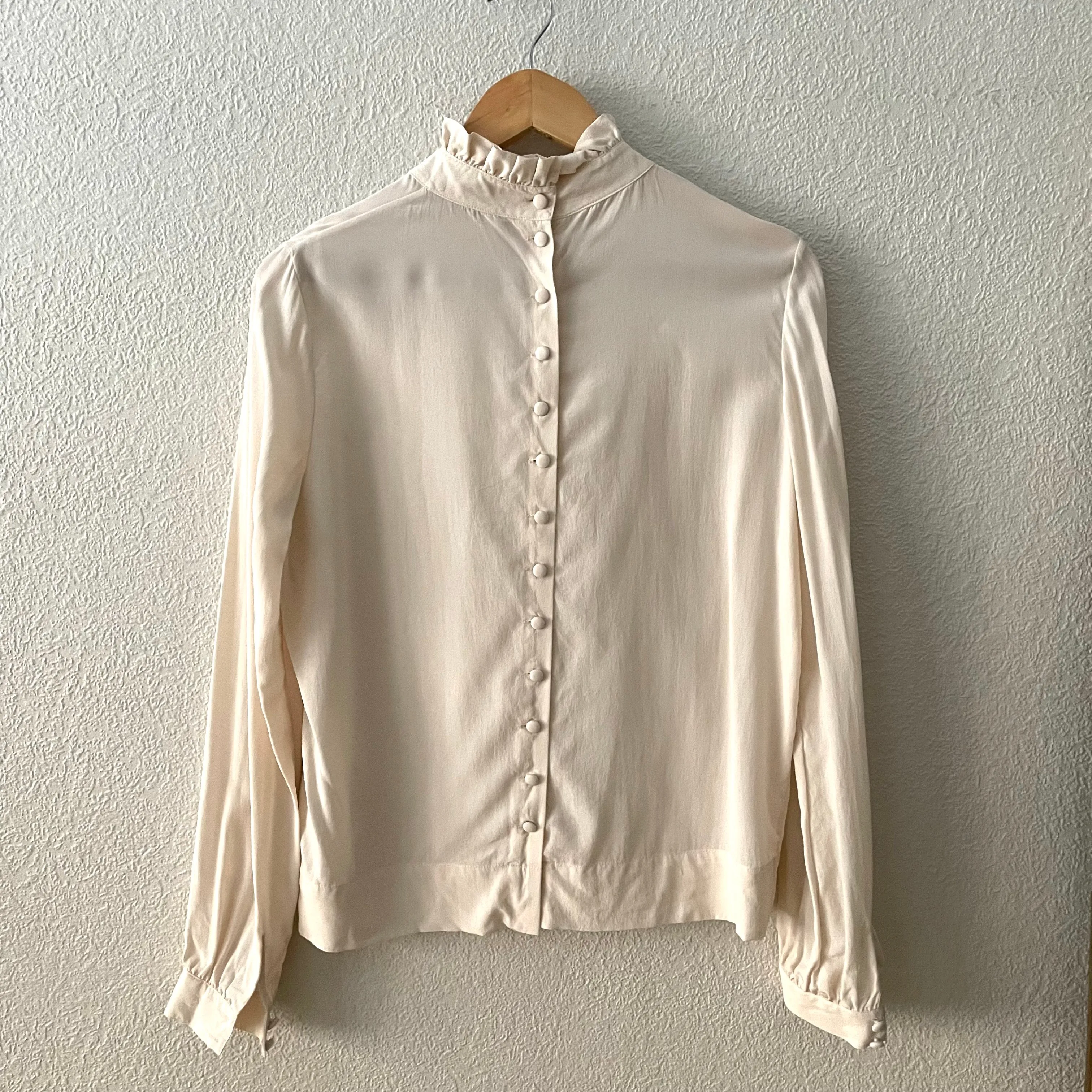 Ivory Silk Ruffle Collar Blouse