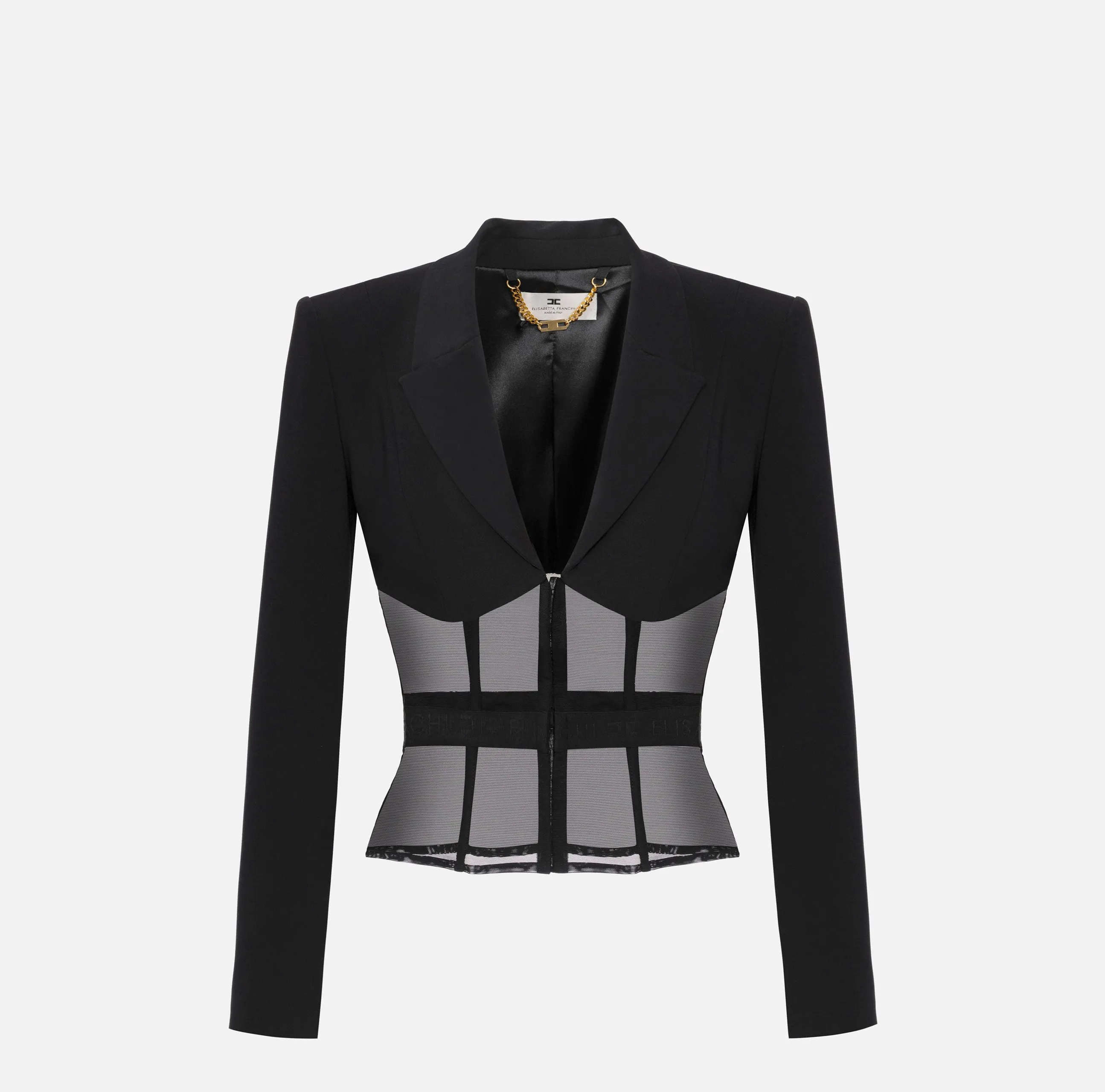 Jacket in crêpe and tulle fabrics