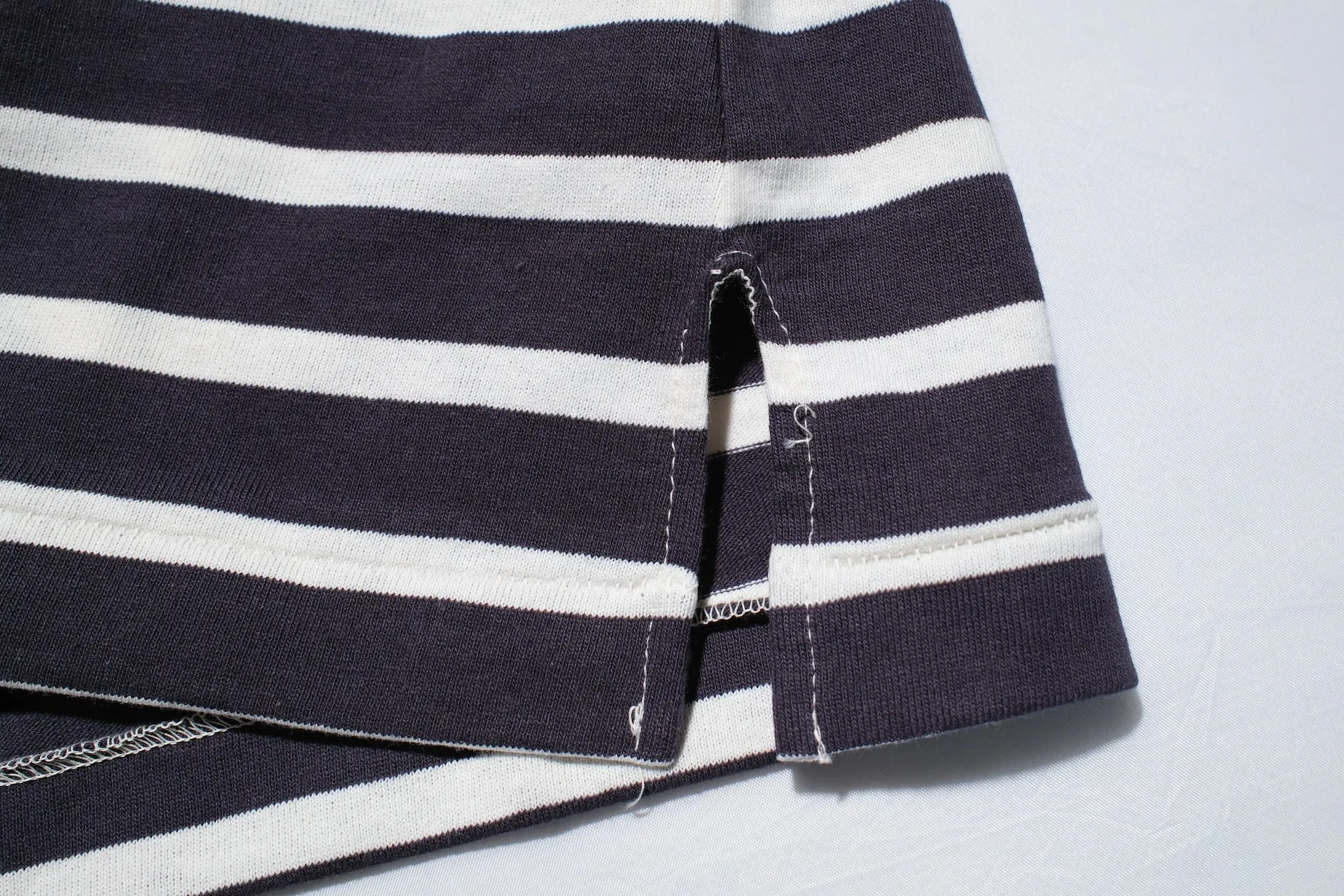 John Gluckow X Warehouse Co. 6oz "Deck" Loopwheeled Pocket Tee (Navy X Off White)