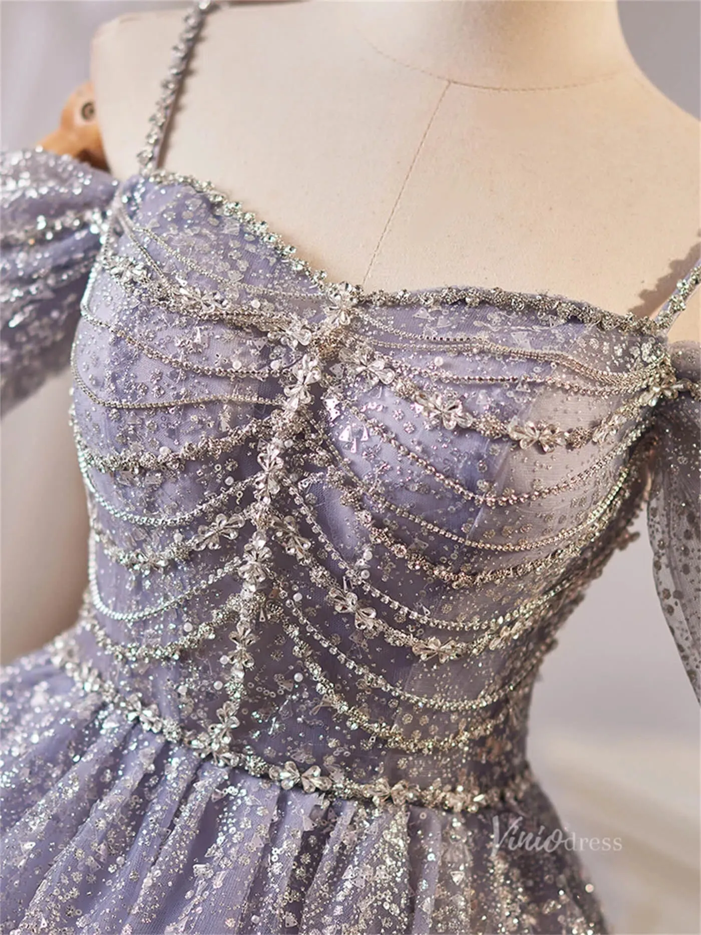 Lavender Sparkly Off the Shoulder Homecoming Dresses Spaghetti Strap Short Prom Dress BJ066