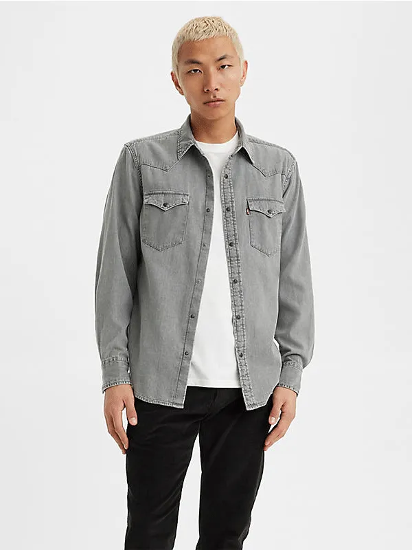 Levis 857450111 Mens Classic Western Standard Shirt Norman Grey Wash