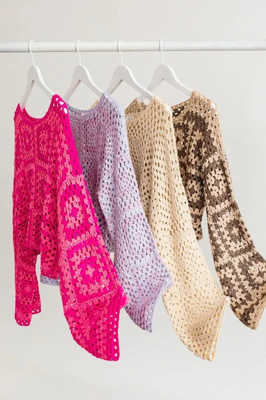 Long Sleeve Crochet Top (Multiple Colors) - BP