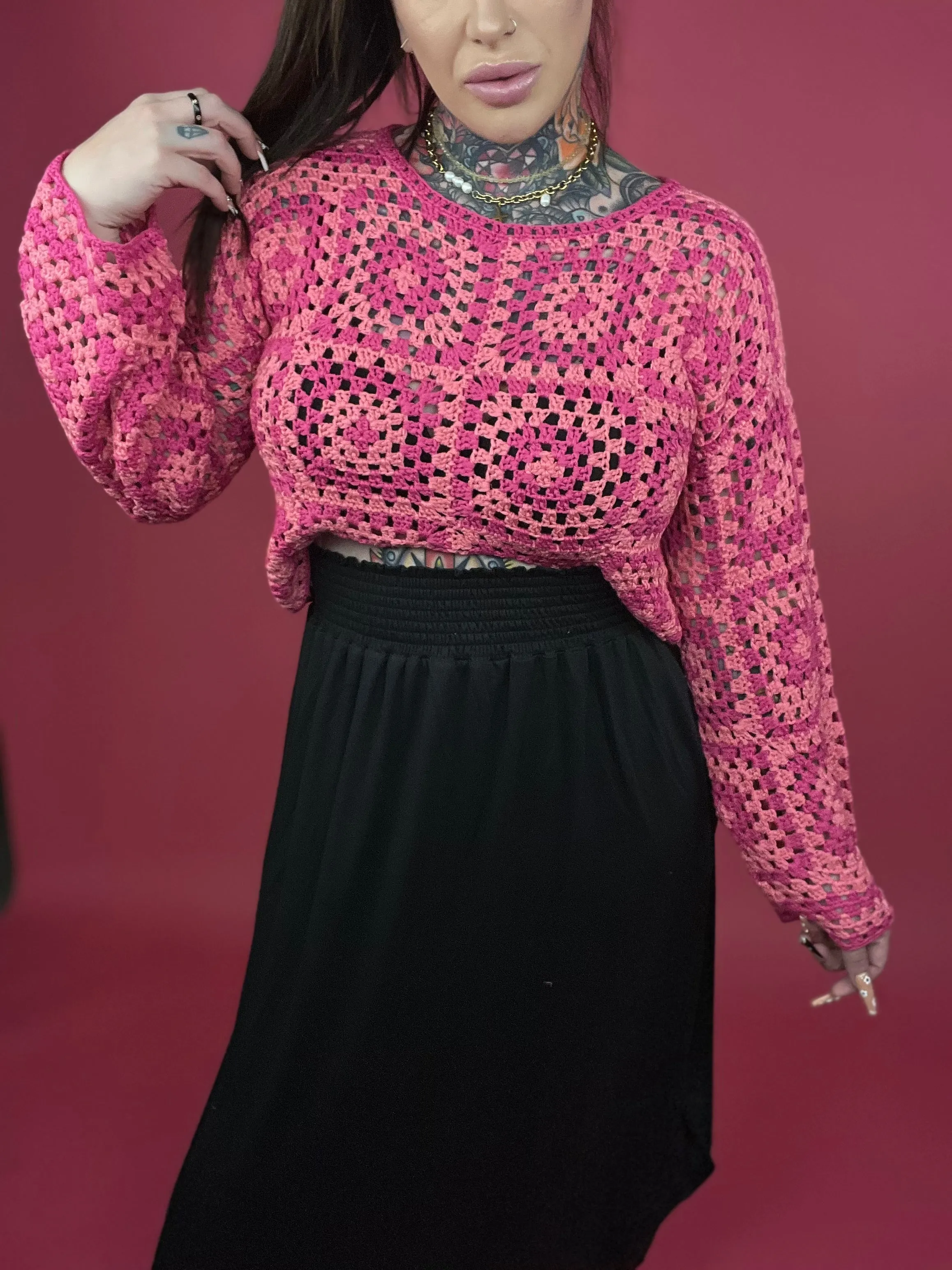 Long Sleeve Crochet Top (Multiple Colors) - BP