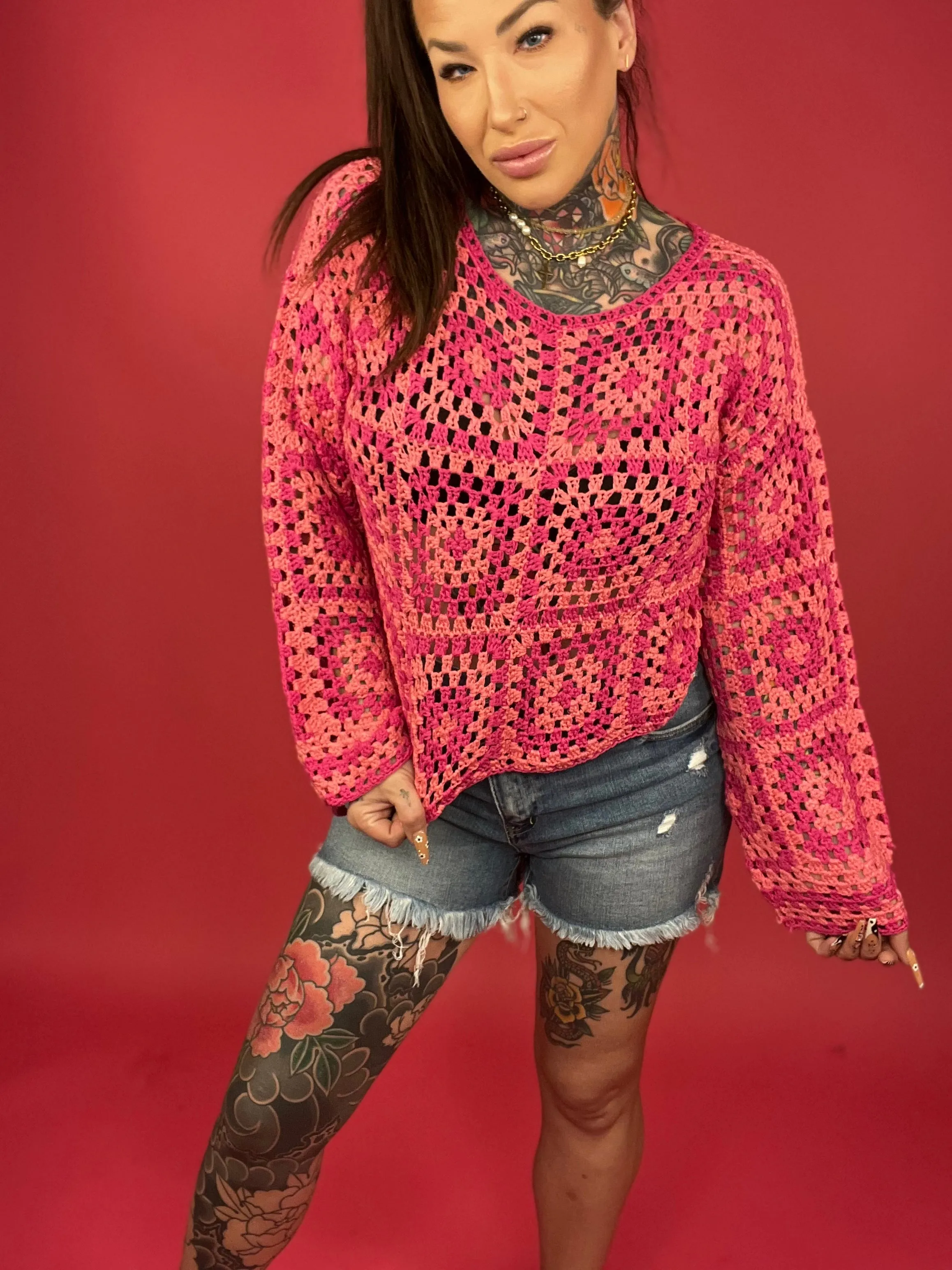 Long Sleeve Crochet Top (Multiple Colors) - BP