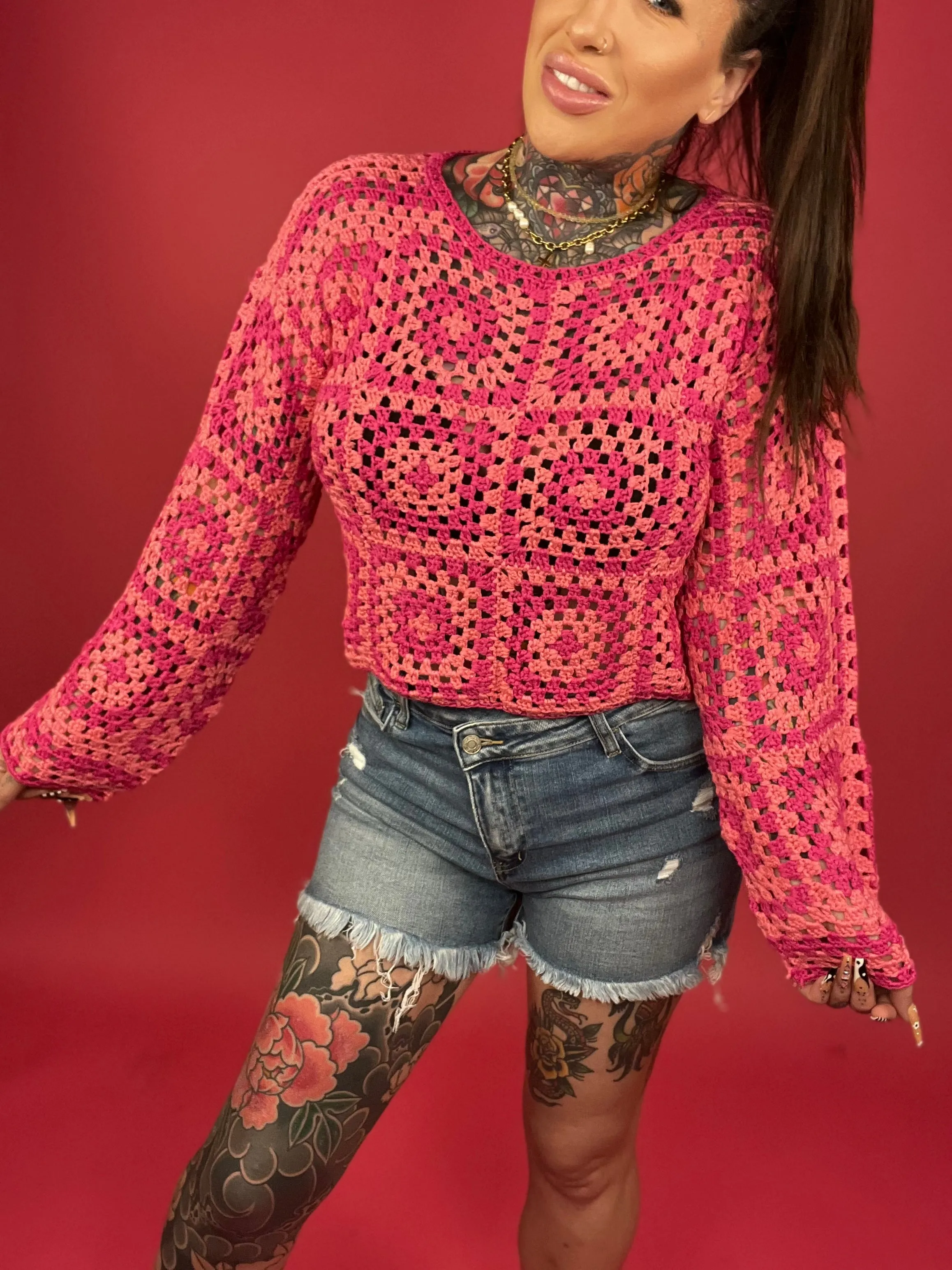 Long Sleeve Crochet Top (Multiple Colors) - BP