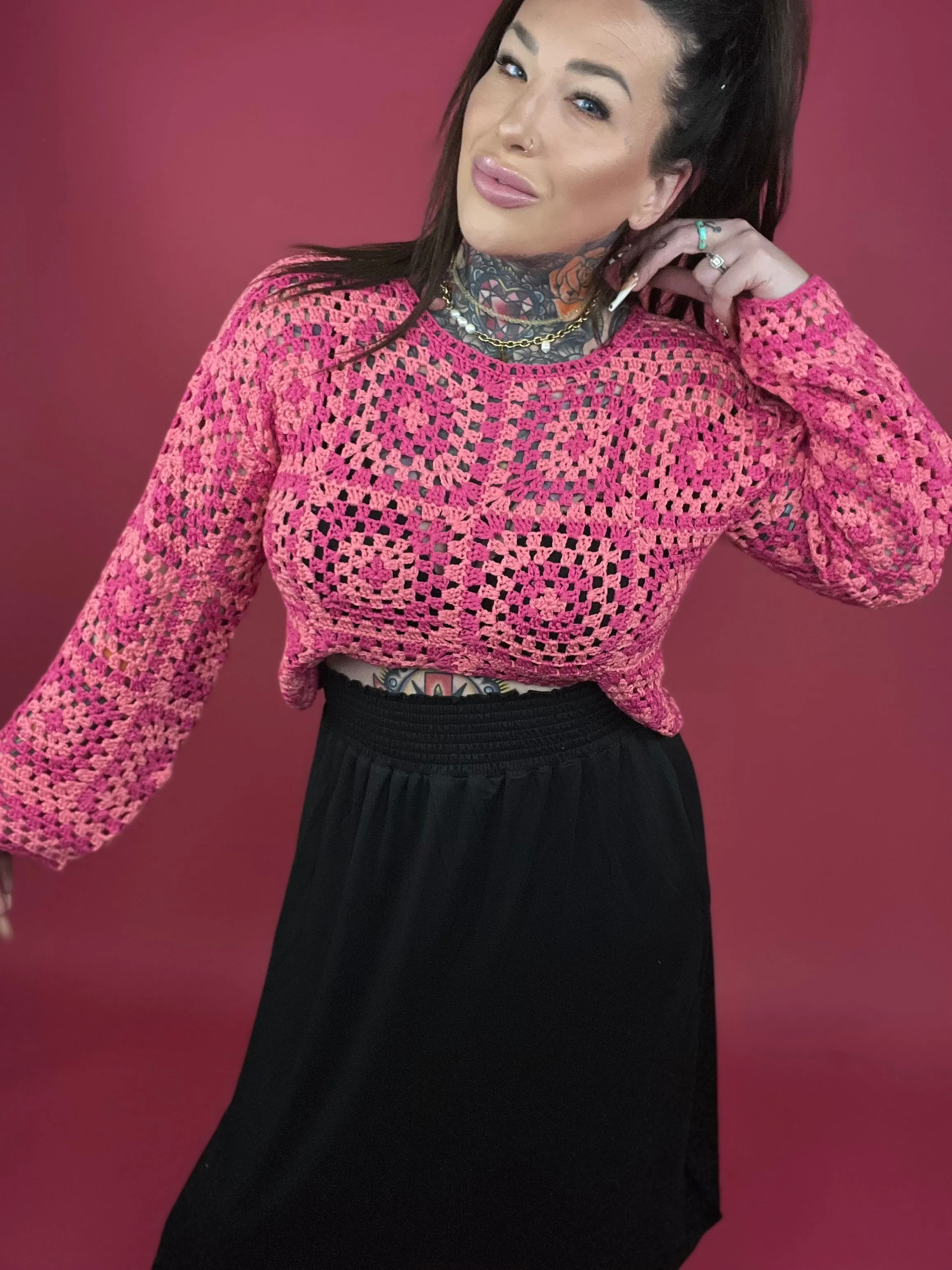 Long Sleeve Crochet Top (Multiple Colors) - BP