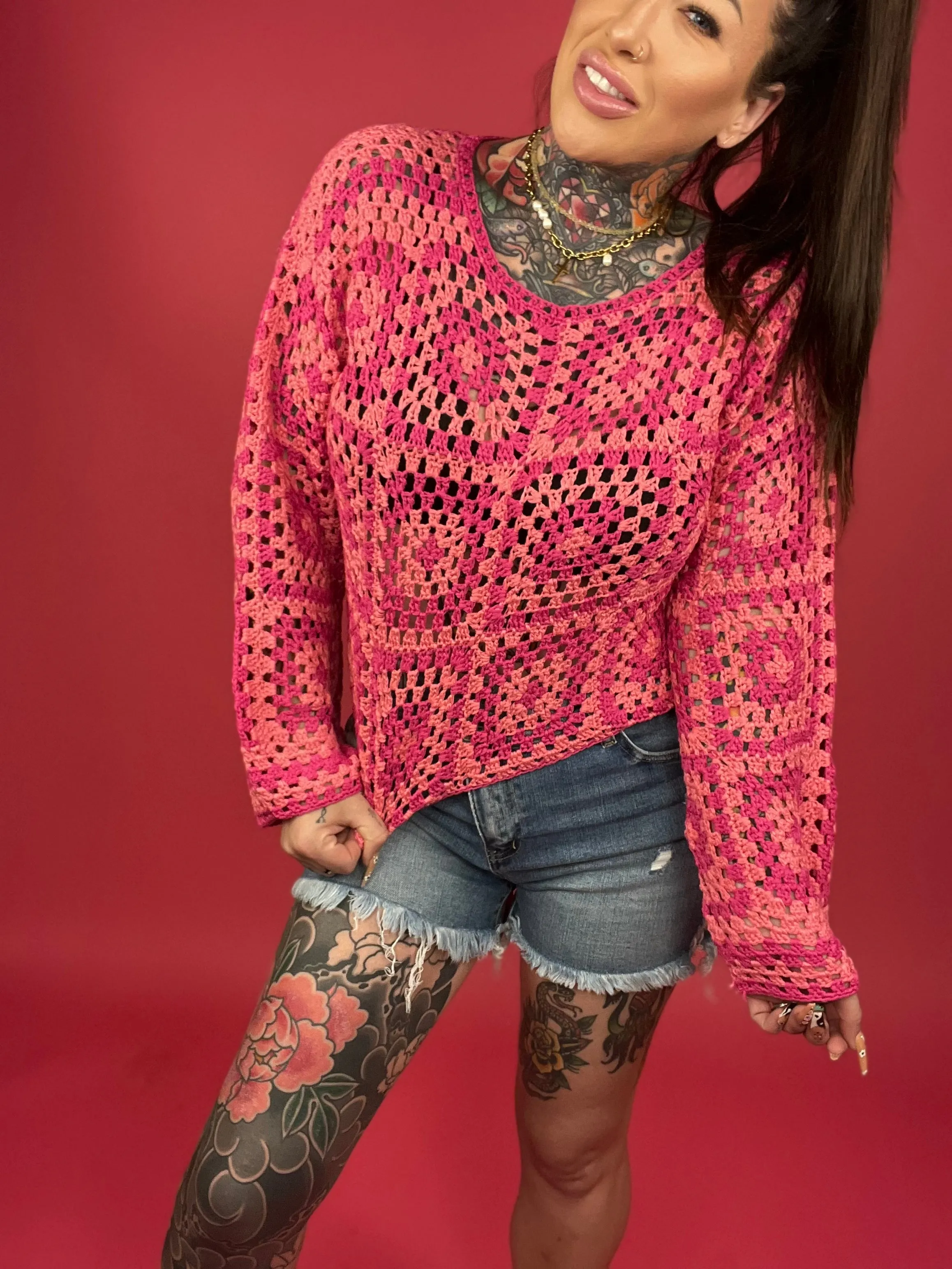Long Sleeve Crochet Top (Multiple Colors) - BP