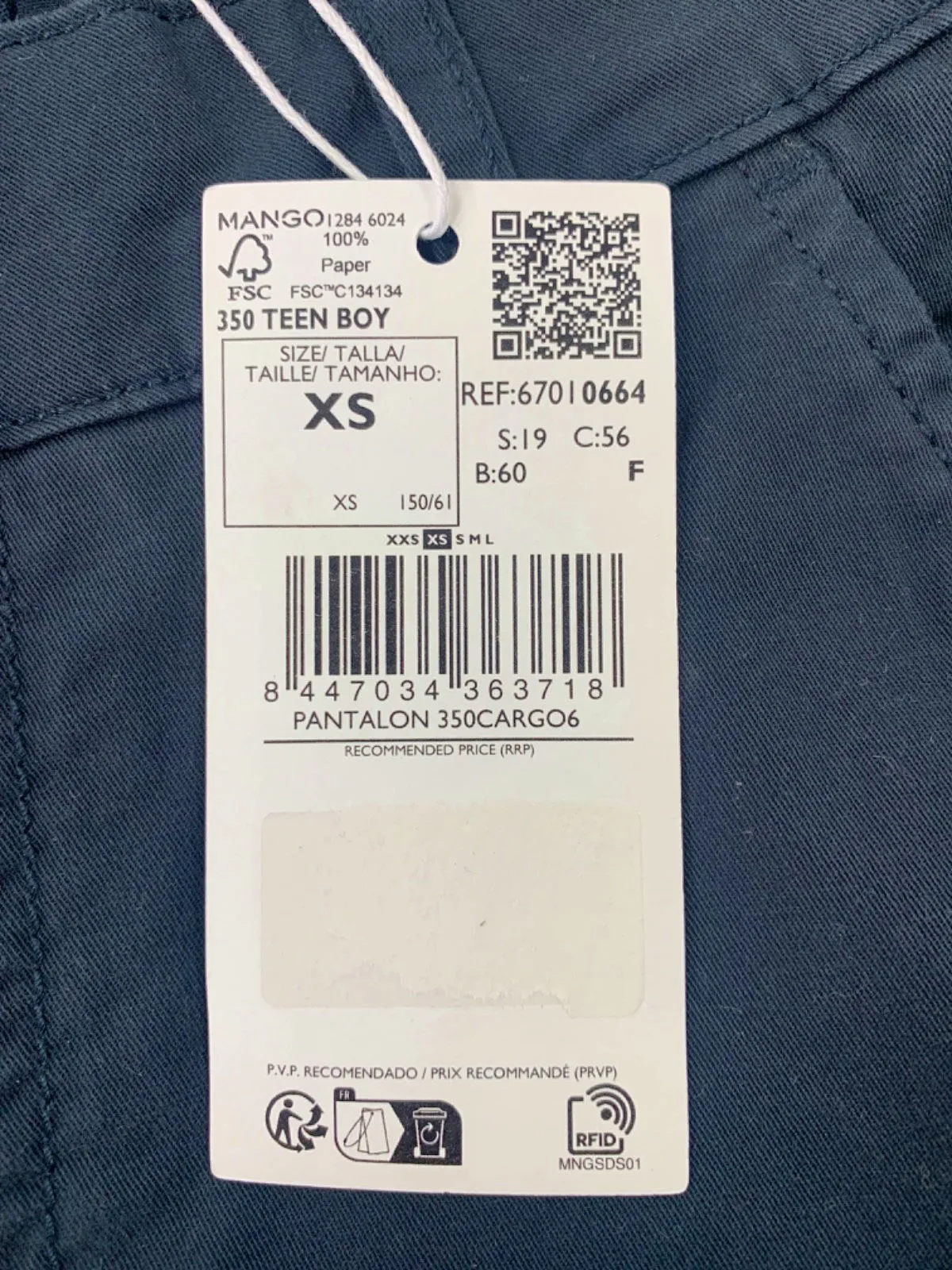 Mango Navy Blue Cargo Trousers XS