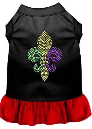 Mardi Gras Fleur De Lis Rhinestone Dress Black With Red Sm