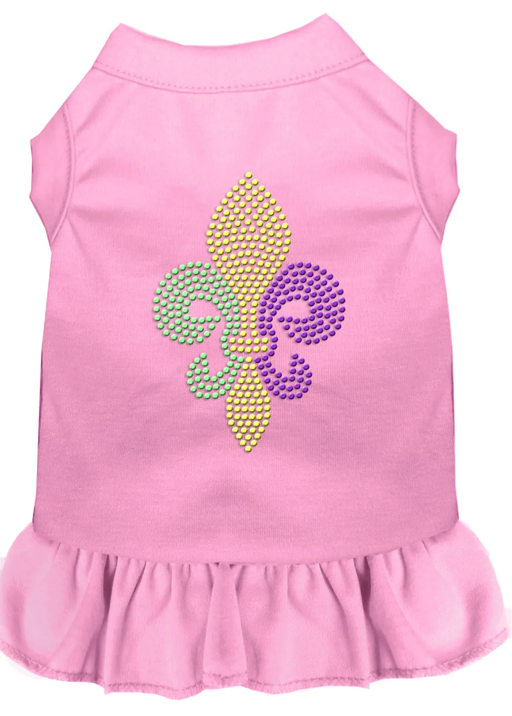 Mardi Gras Fleur De Lis Rhinestone Dress Light Pink Xxl