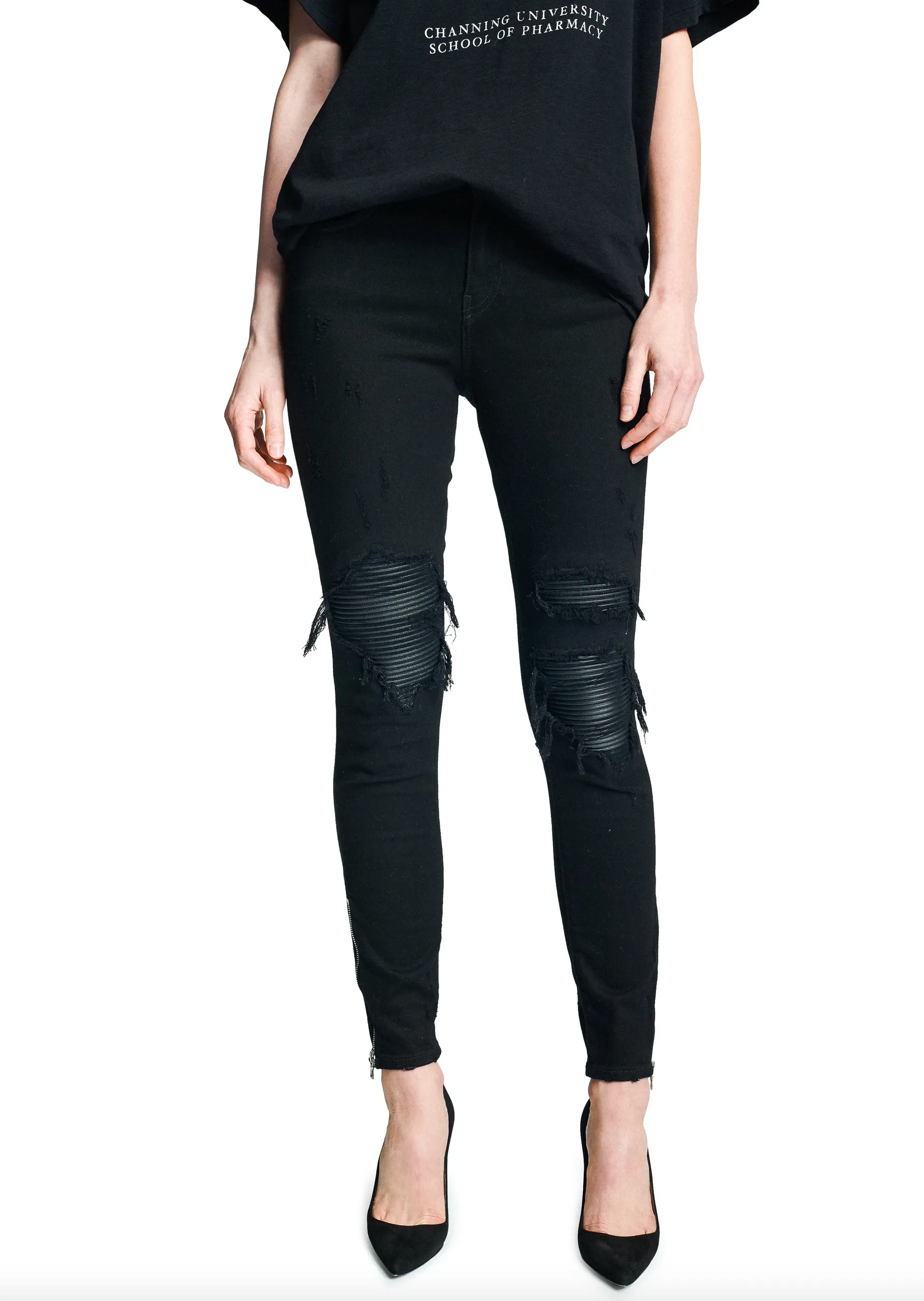 MX1 Classic Black Distressed Denim