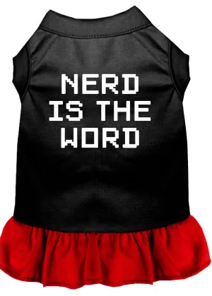 Nerd Is The Word Screen Print Dress Black With Red Lg