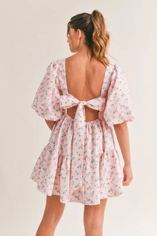 Pink Floral Back Tie Babydoll Dress