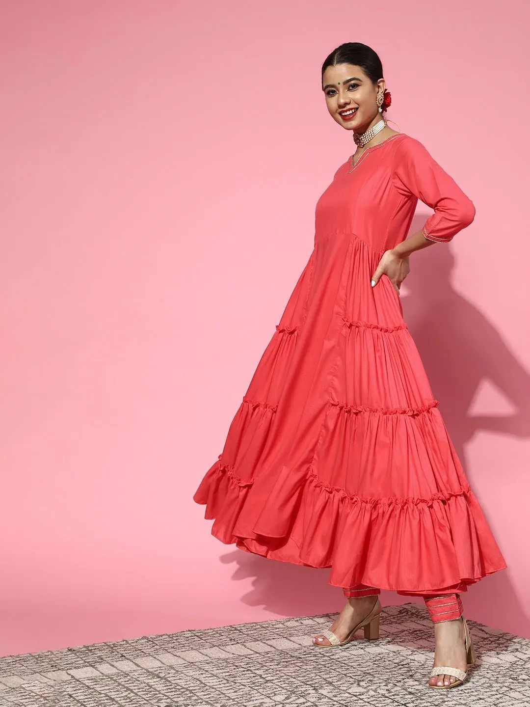 Pink Silk Blend Kurta Set
