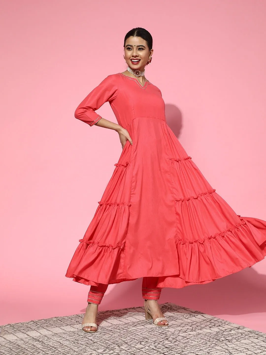 Pink Silk Blend Kurta Set