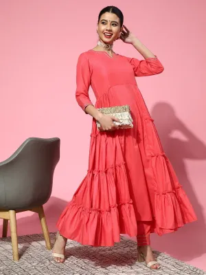 Pink Silk Blend Kurta Set