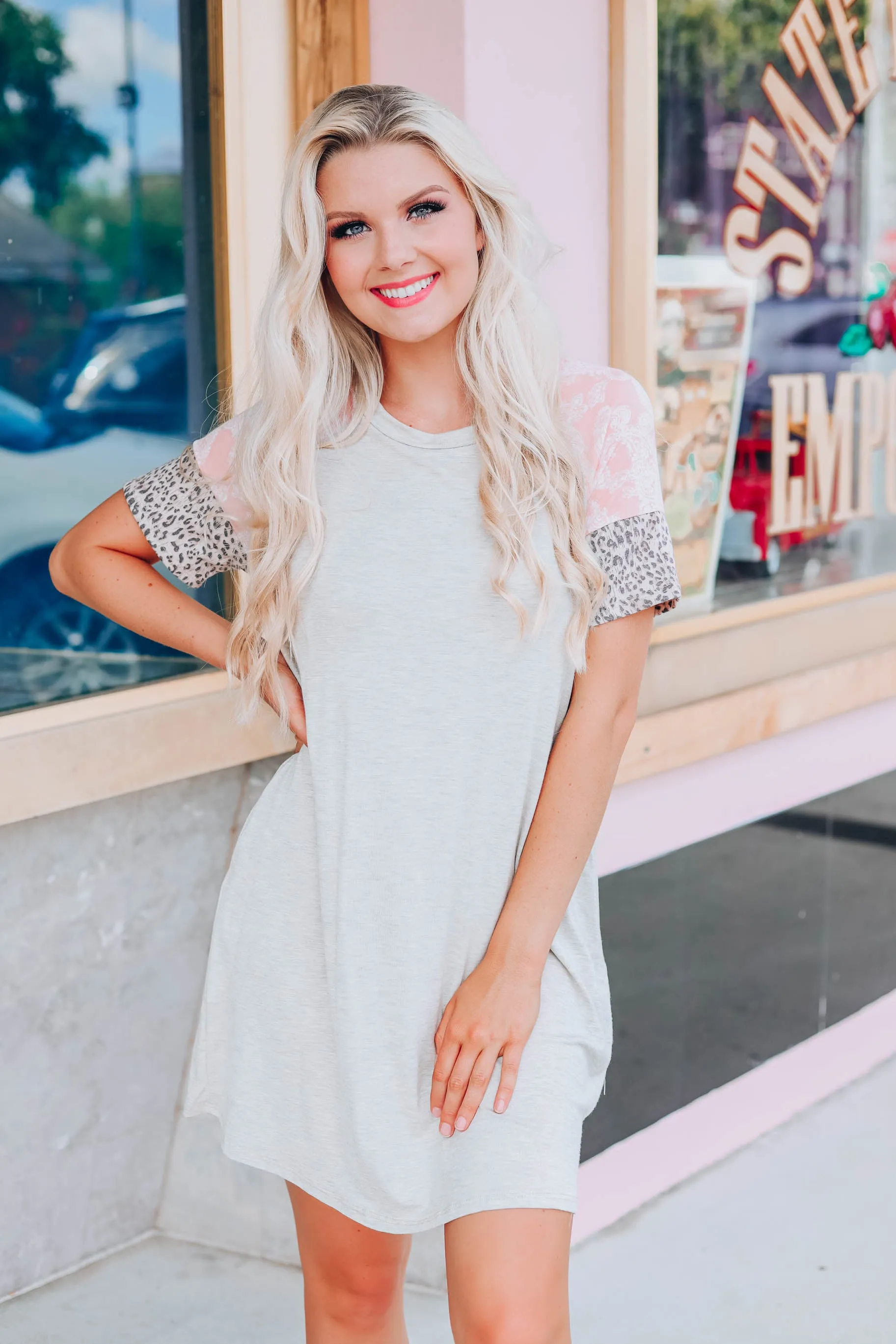 Poised In Paisley T-Shirt Dress - Oatmeal