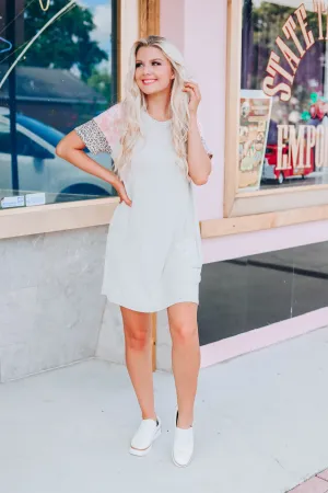 Poised In Paisley T-Shirt Dress - Oatmeal