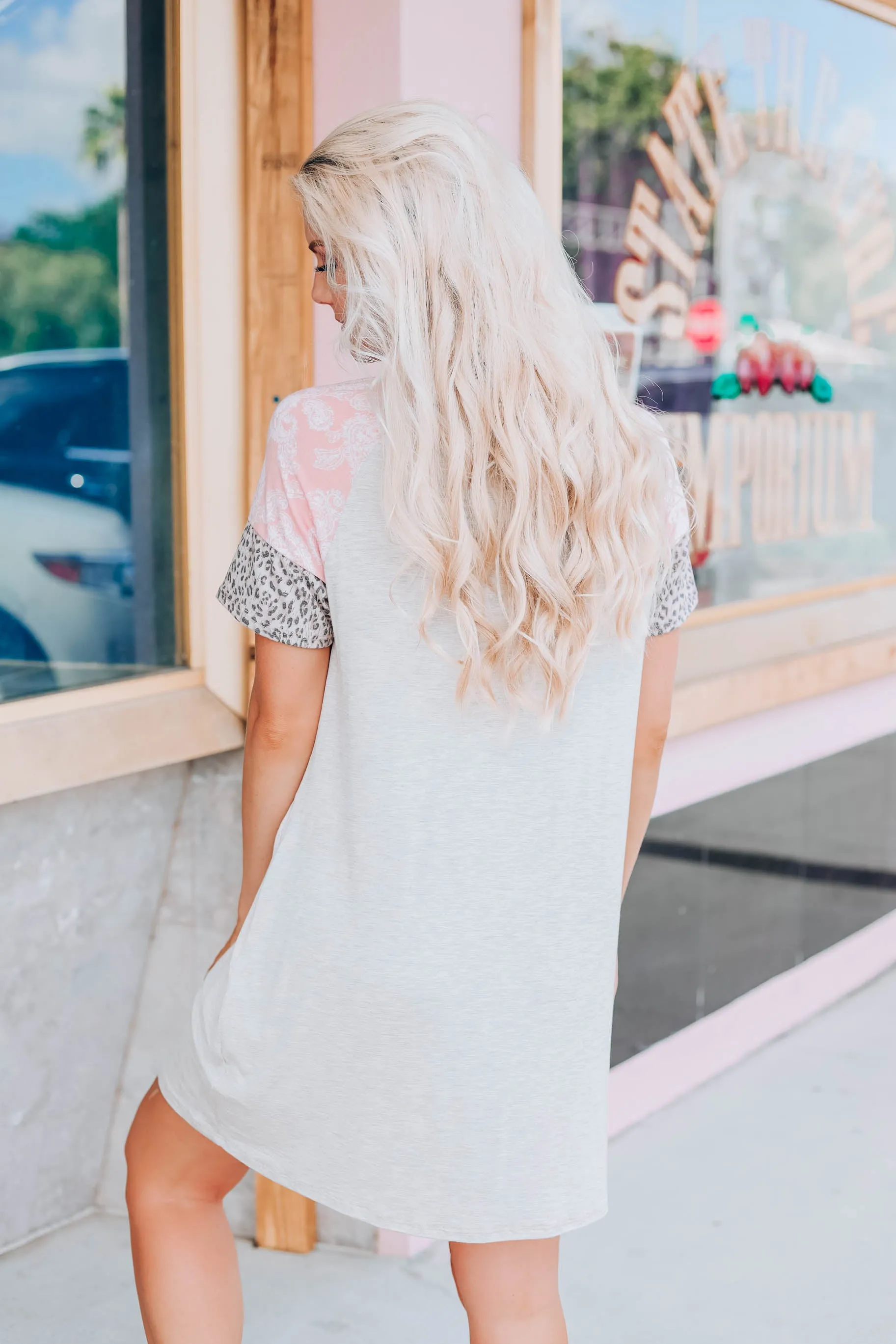 Poised In Paisley T-Shirt Dress - Oatmeal