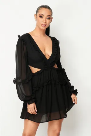 Privy Polyester Ruffled Mini Dress