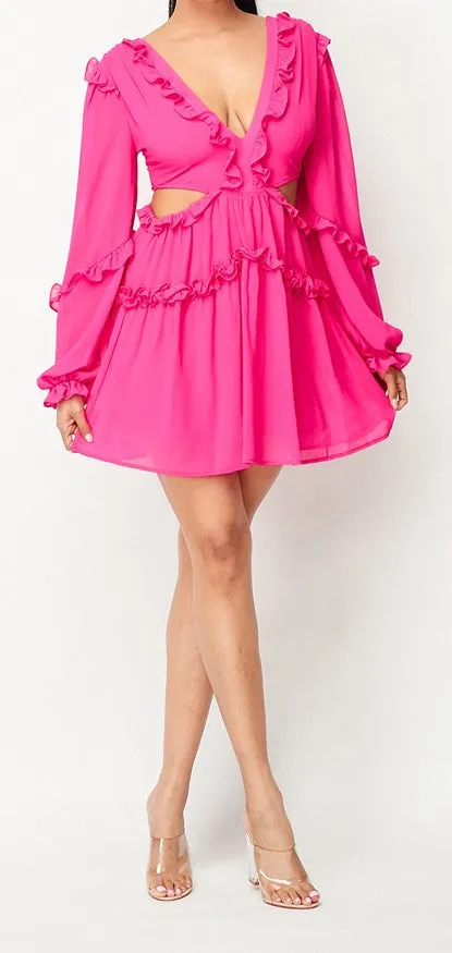 Privy Polyester Ruffled Mini Dress