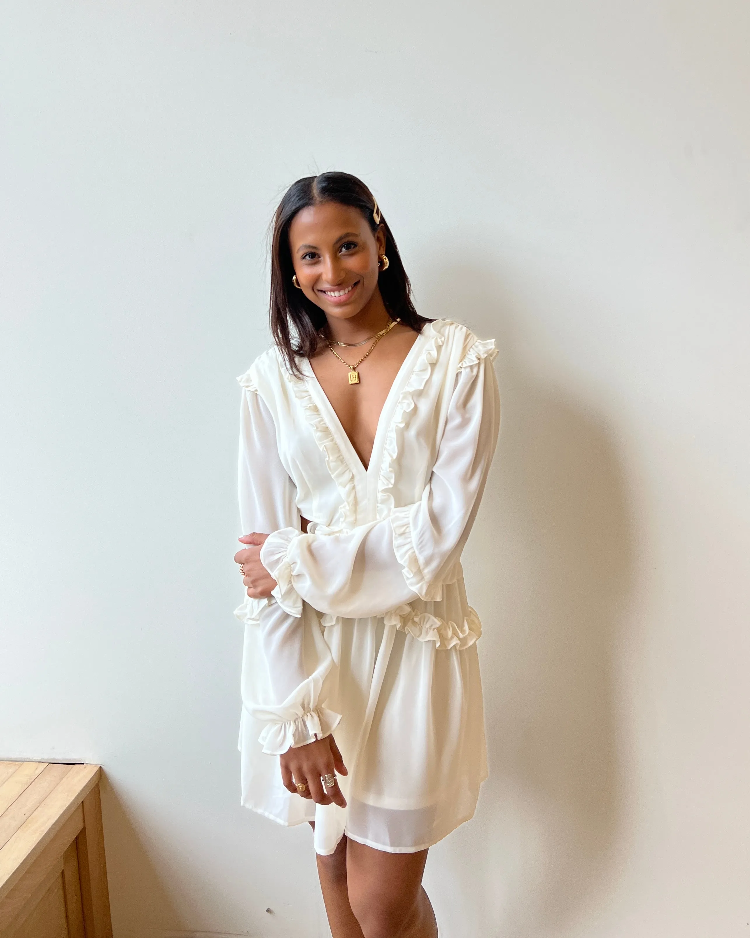 Privy Polyester Ruffled Mini Dress
