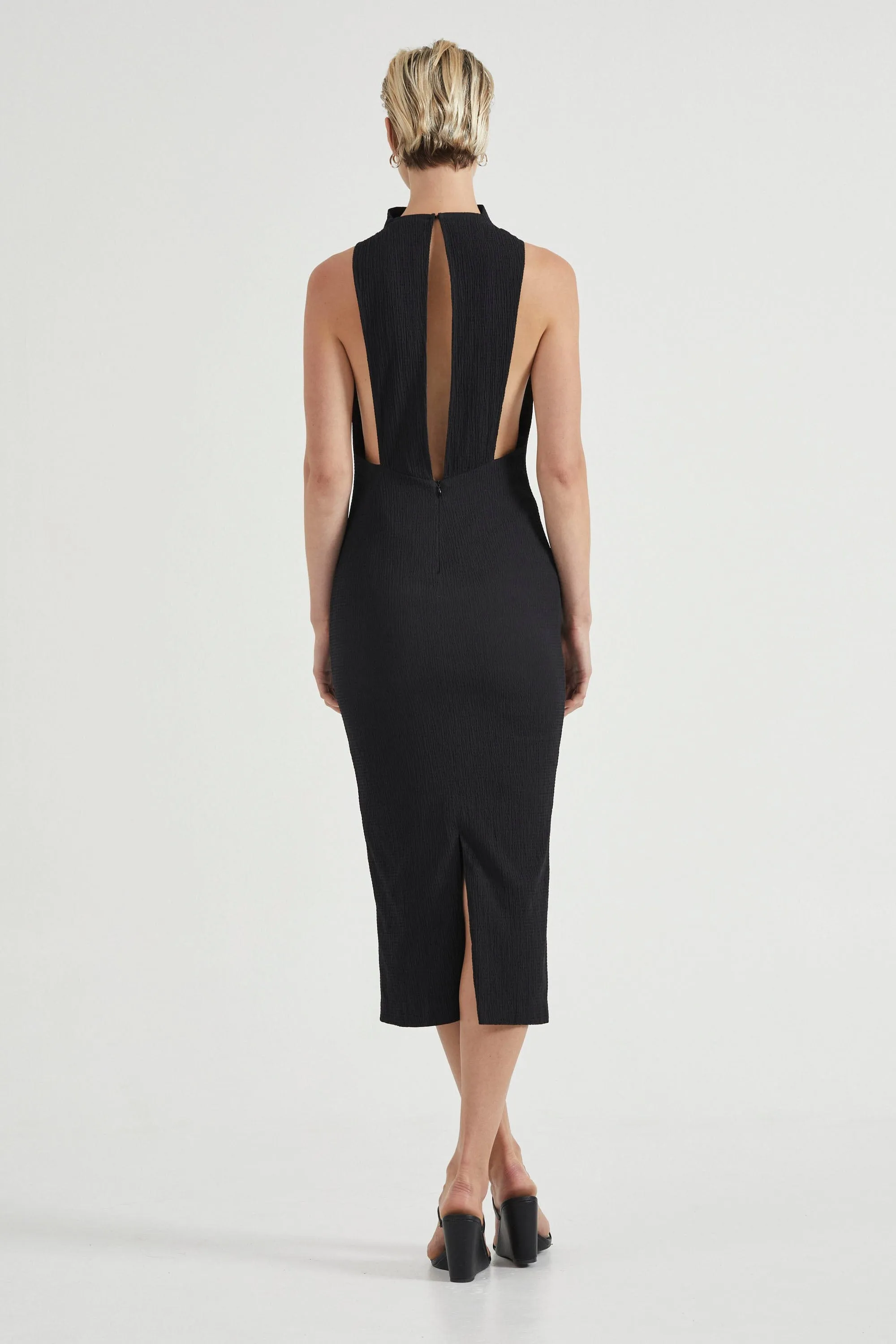 SKIPPING STONE MIDI DRESS | BLACK