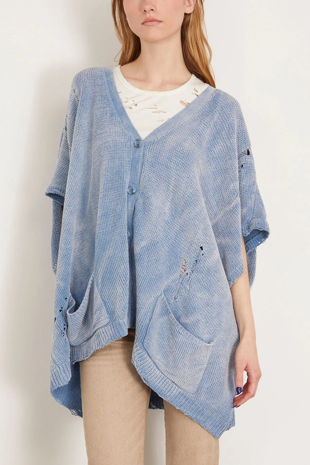 Sleeveless Boxy Cardigan Dress in Light Blue