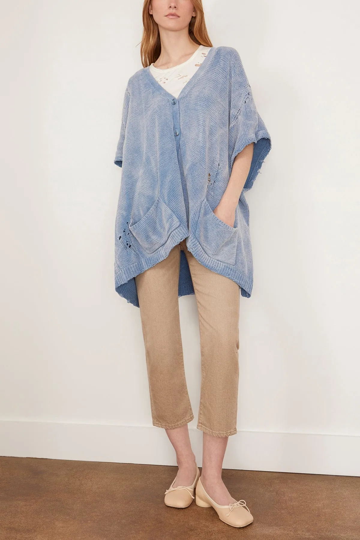 Sleeveless Boxy Cardigan Dress in Light Blue
