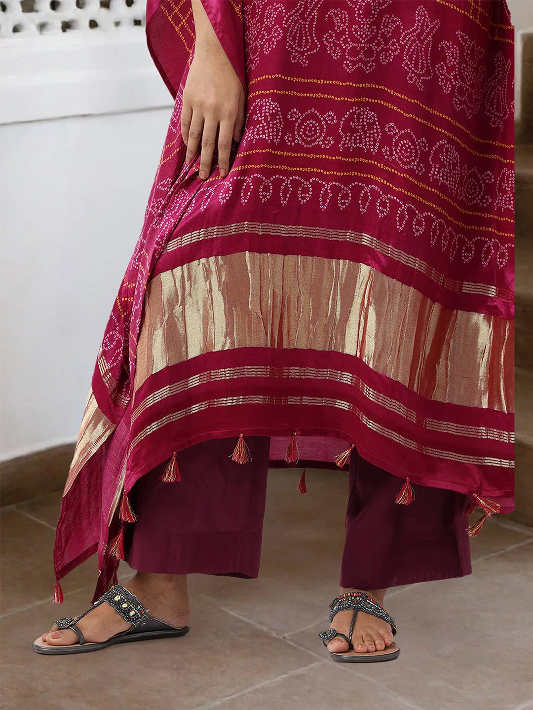 Soft Red Viscose Printed Relaxed Fit Dress