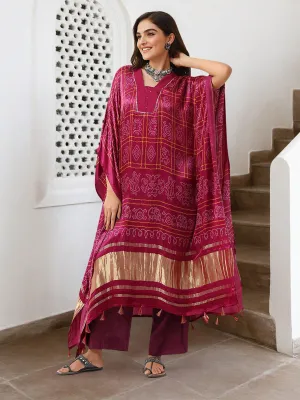 Soft Red Viscose Printed Relaxed Fit Dress