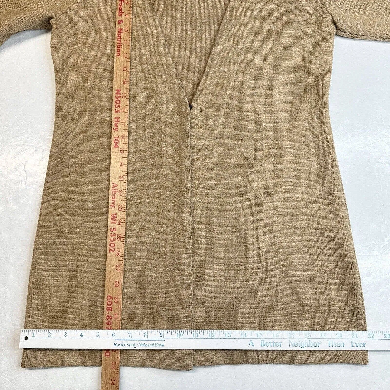 Soft Surroundings Cardigan Large Neutral Brown Long Sweater Wool Blend w/Clasp