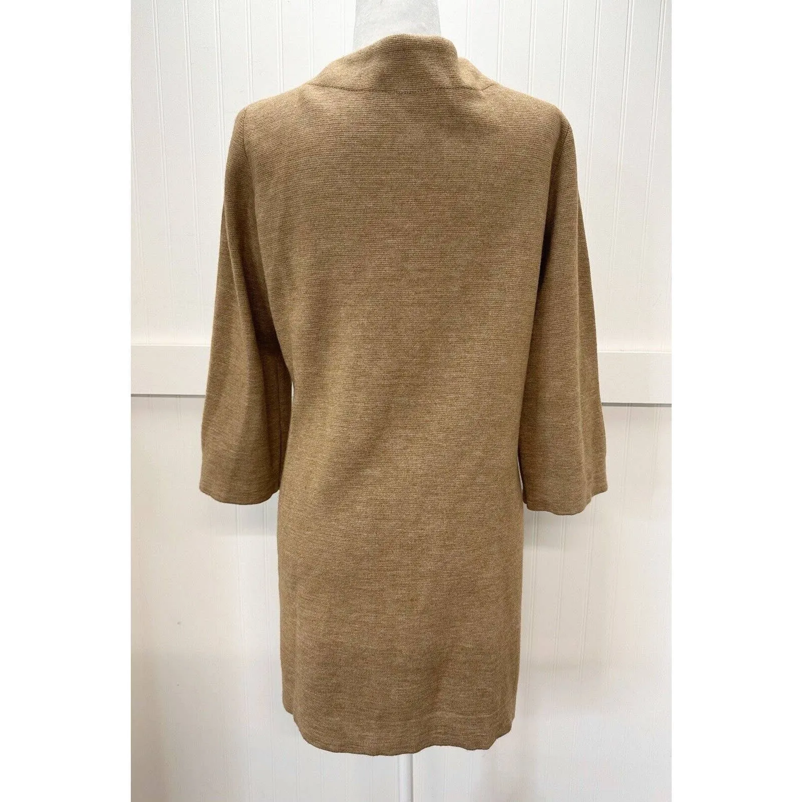 Soft Surroundings Cardigan Large Neutral Brown Long Sweater Wool Blend w/Clasp