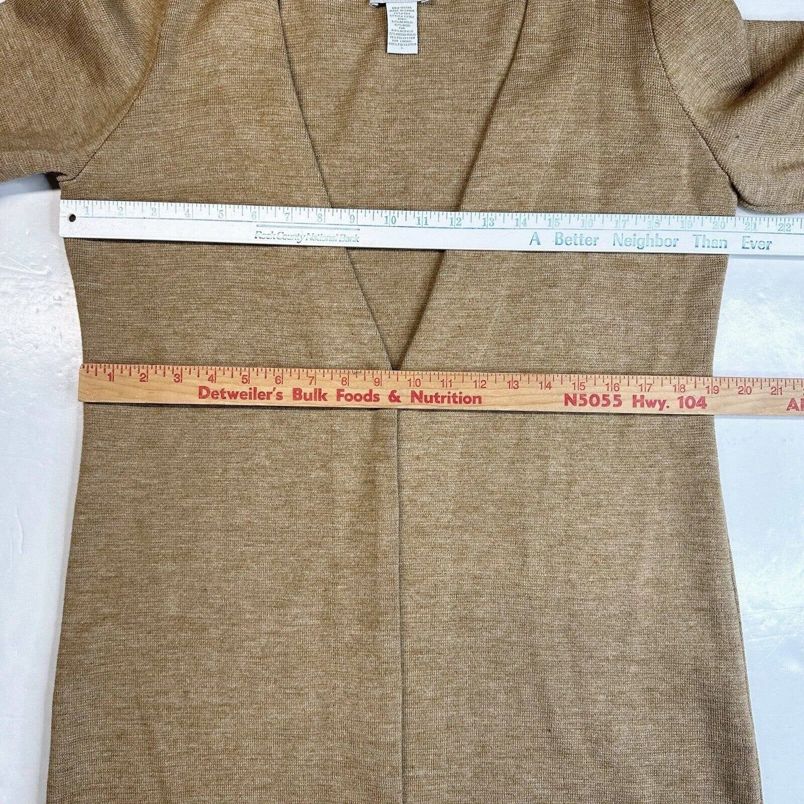 Soft Surroundings Cardigan Large Neutral Brown Long Sweater Wool Blend w/Clasp