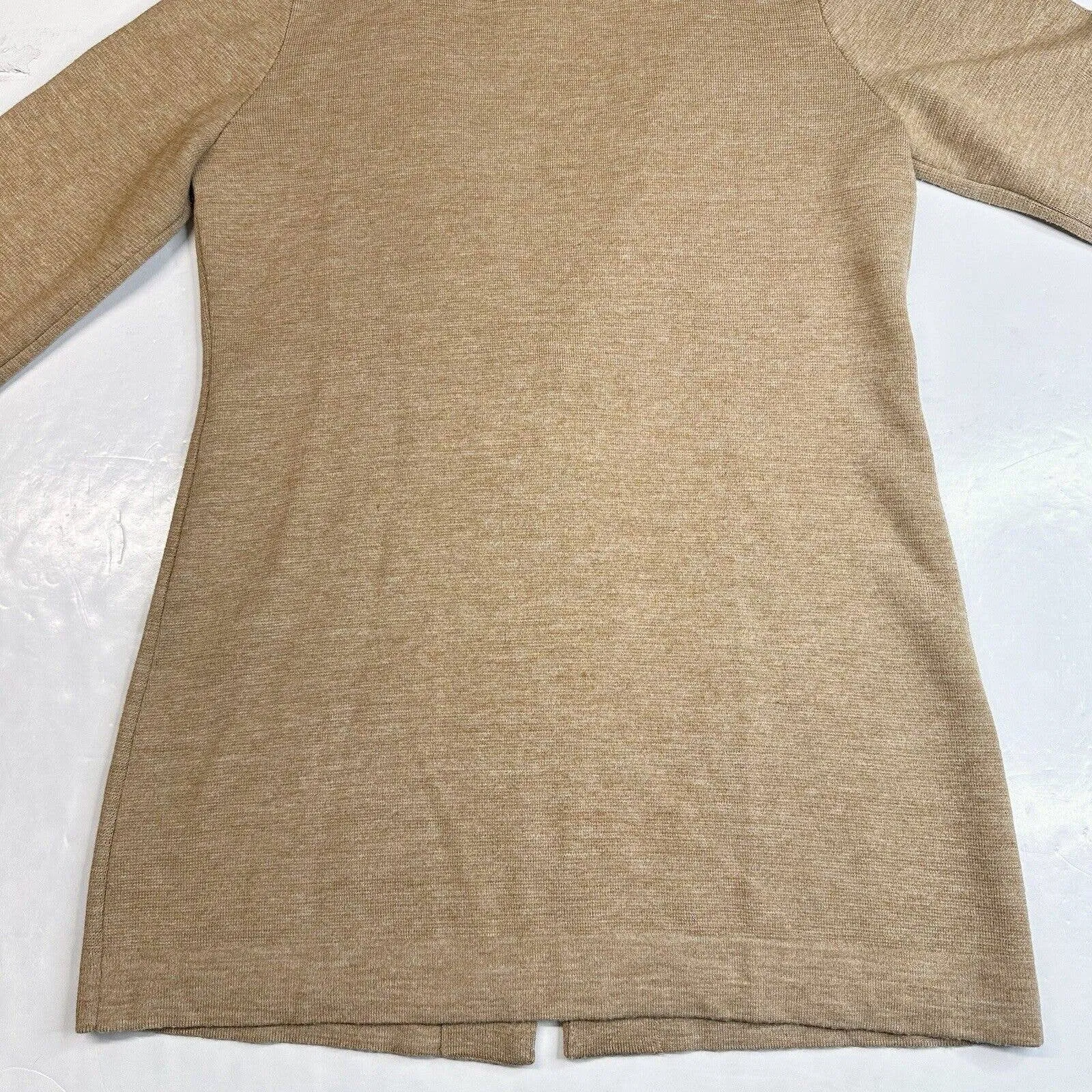 Soft Surroundings Cardigan Large Neutral Brown Long Sweater Wool Blend w/Clasp