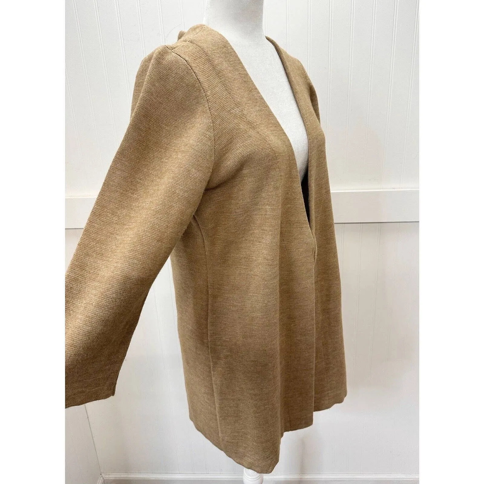 Soft Surroundings Cardigan Large Neutral Brown Long Sweater Wool Blend w/Clasp