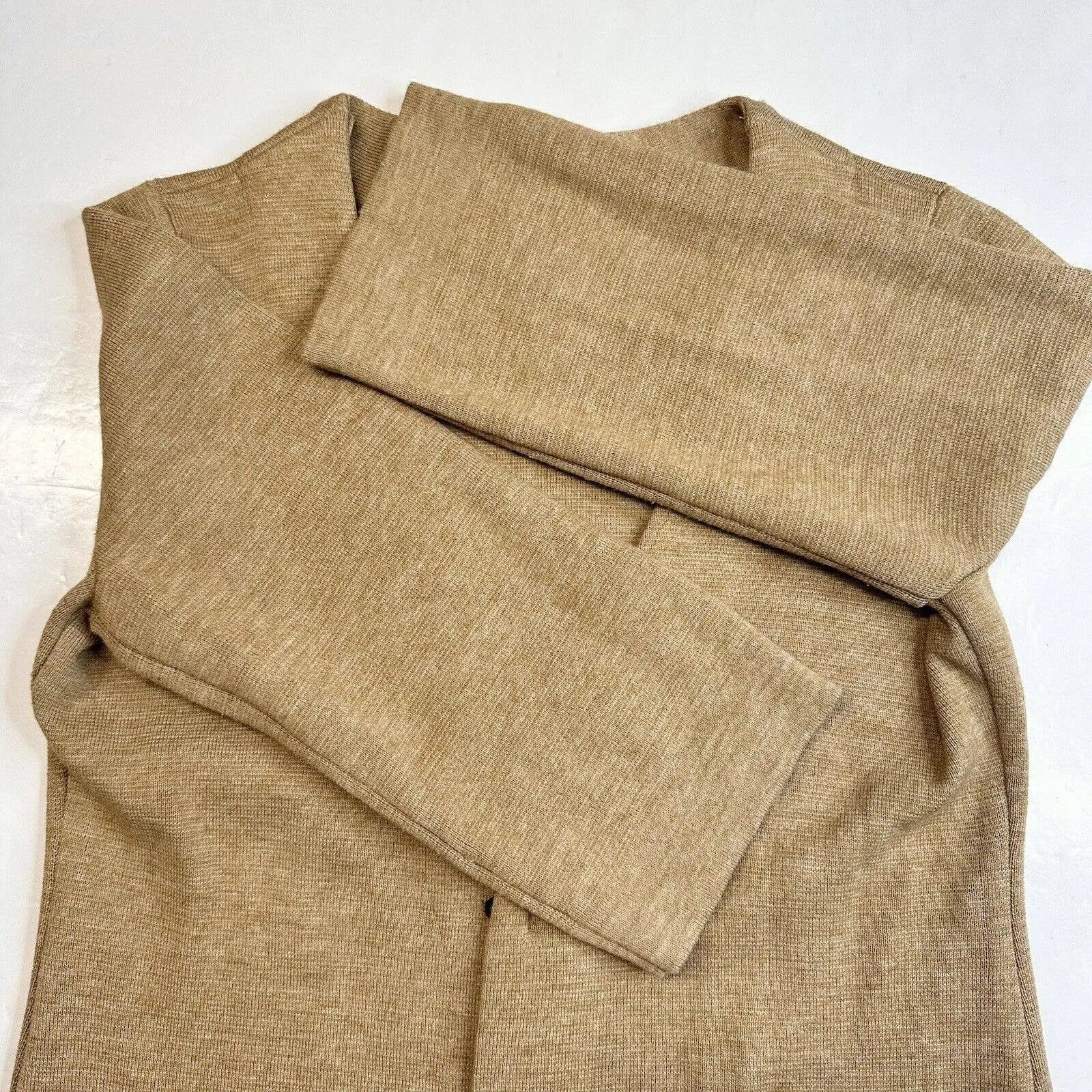 Soft Surroundings Cardigan Large Neutral Brown Long Sweater Wool Blend w/Clasp
