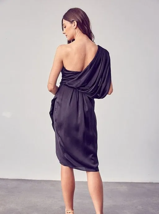 Style Strut Draped One Shoulder Wrap Dress