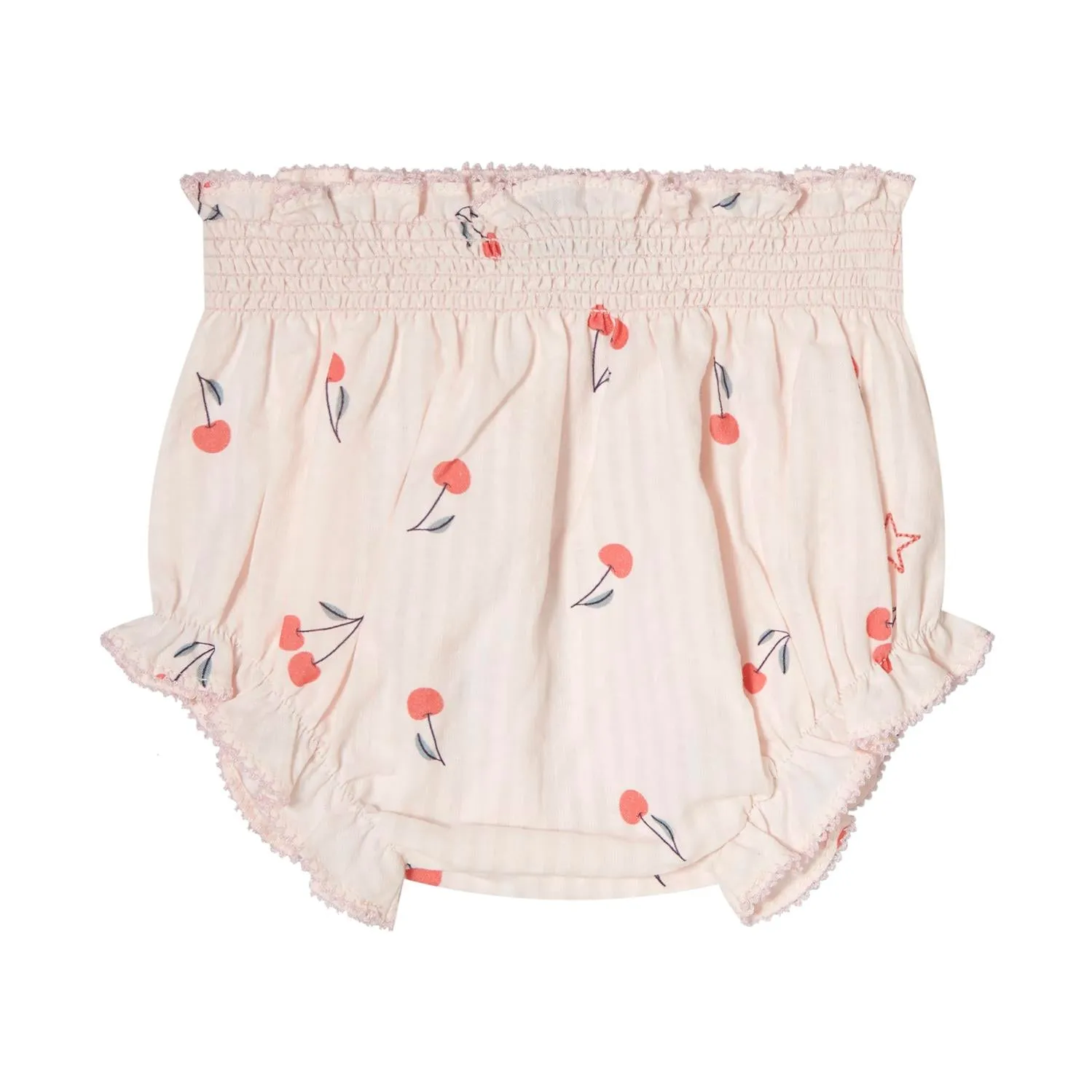 Tocoto Vintage Pink Cherries Ruffled Blouse Blouse   Bloomer Set
