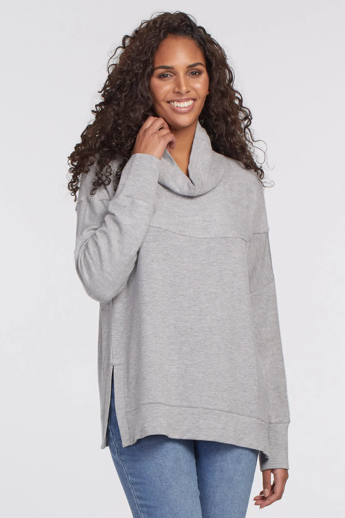 TR4760O Funnel Neck Drop Shoulder Sweater