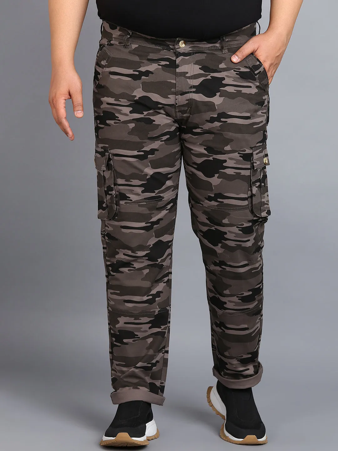 Urbano Plus Men's Navy Blue Regular Fit Military Camouflage Cargo Chino Pant with 6 Pockets