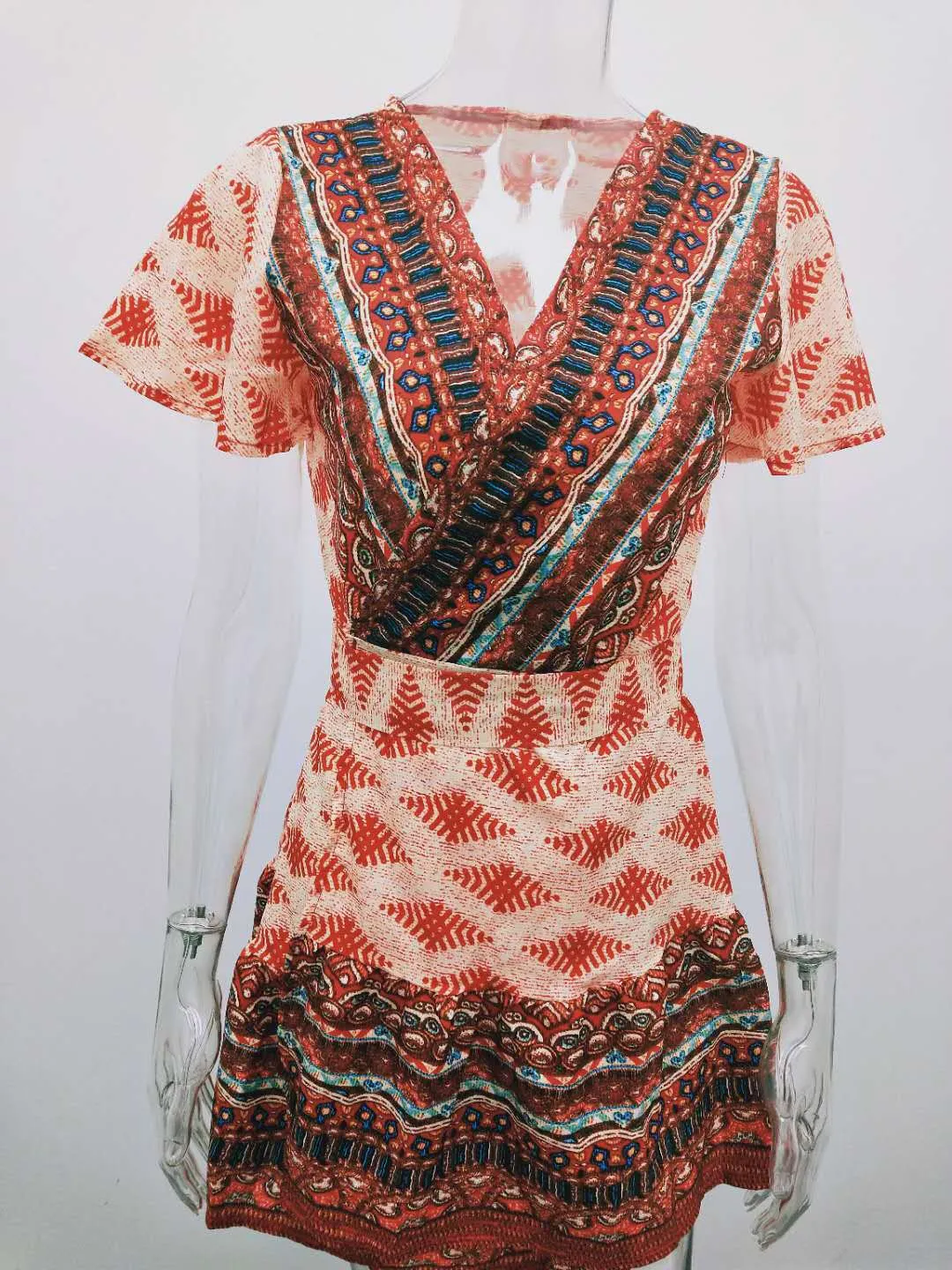 Women's summer new holiday print bohemian dress